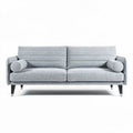 Modern gray fabric sofa with contemporary design and solid wood legs