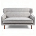 Two-seater sofa in light gray fabric with wooden legs 150 x 80 x 85cm