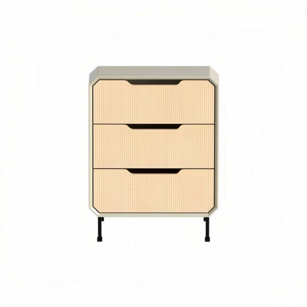 Three-drawer storage cabinet with wood texture design and metal legs 60 x 40 x 80cm