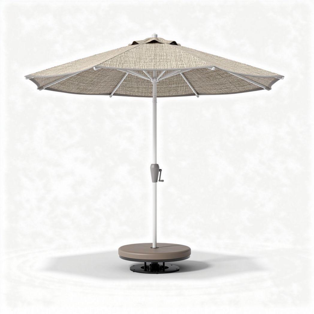 Outdoor patio umbrella with steel frame and beige canopy 250 x 250 x 240cm