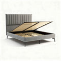 Upholstered platform bed frame with storage space and wooden slats 200 x 160 x 30cm