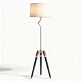 Floor lamp with linen shade and wooden tripod base 25 x 25 x 150cm