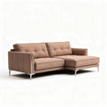 Brown fabric sectional sofa with chrome legs 200 x 90 x 85cm