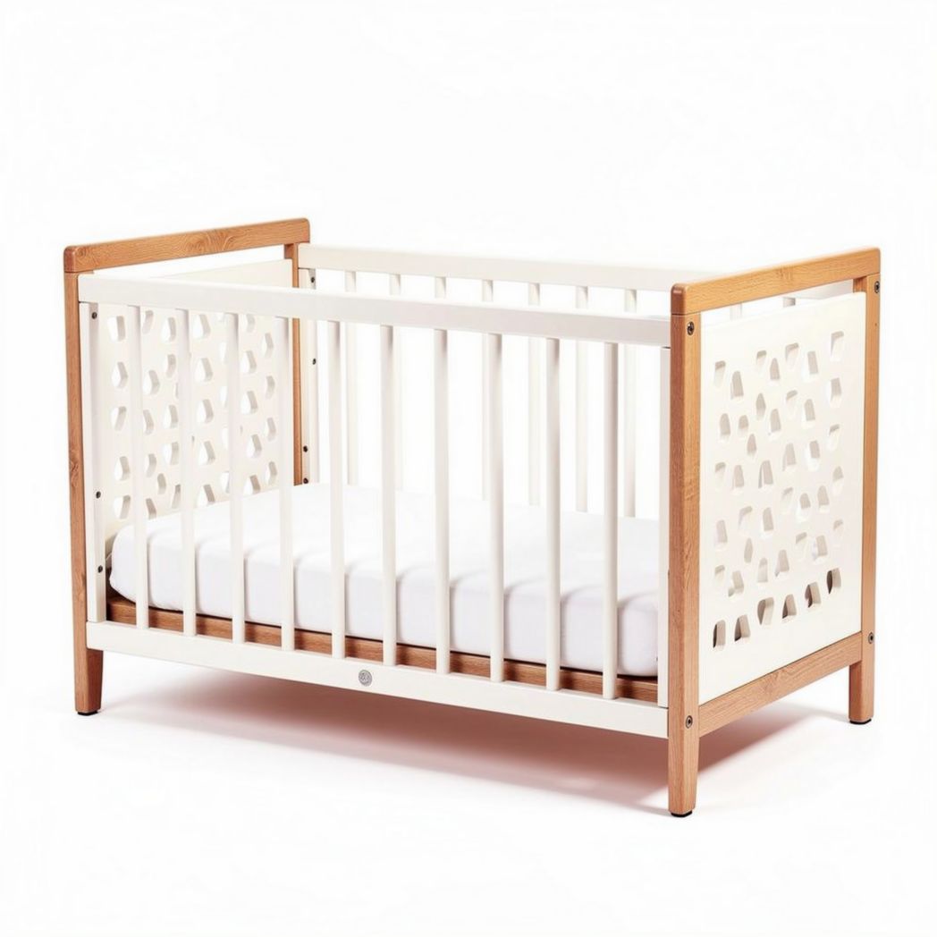Wooden crib with breathable design and mattress included 120 x 60 x 90cm