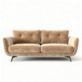 Velvet two-seater sofa in beige color with sleek metal legs 200 x 90 x 85cm